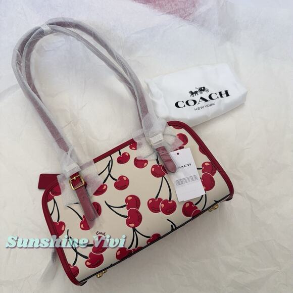 Coach Handbags - NWT Coach Swing Zip Shoulder Bag W/Cherry Print Leather/Brass/Chalk Multi CZ494